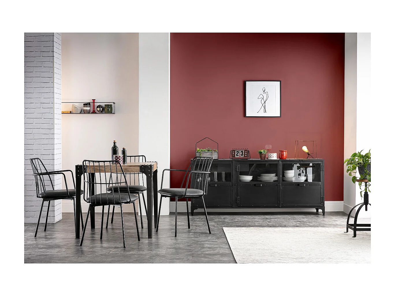 Tavolo da pranzo industriale acciaio e legno L80 MADISON