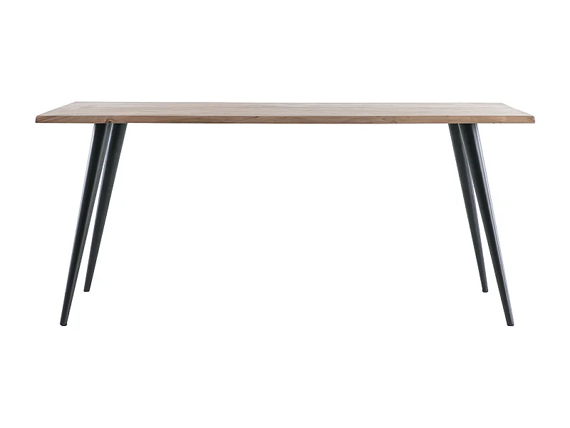 Table à manger rectangulaire industrielle en bois massif et métal noir L175 cm EDGE