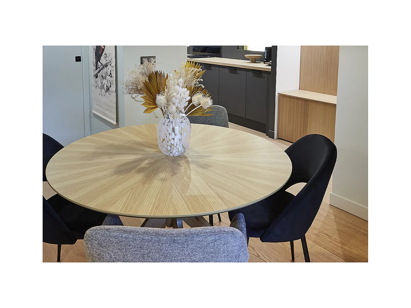 Table à manger design ronde chêne D120 cm DIELLI