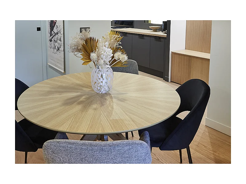 Table à manger design ronde chêne D120 cm DIELLI