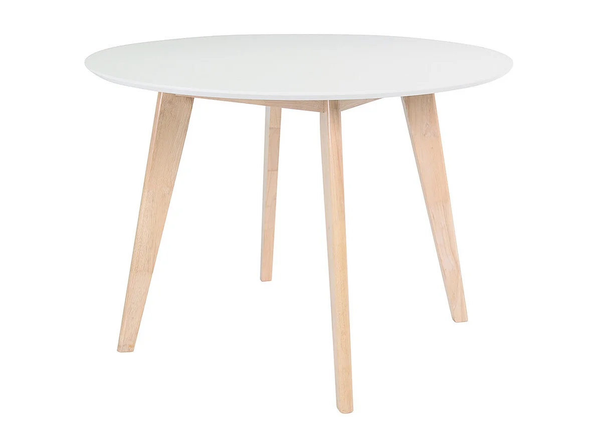 Tavolo in legno naturale e color bianco D100 LEENA