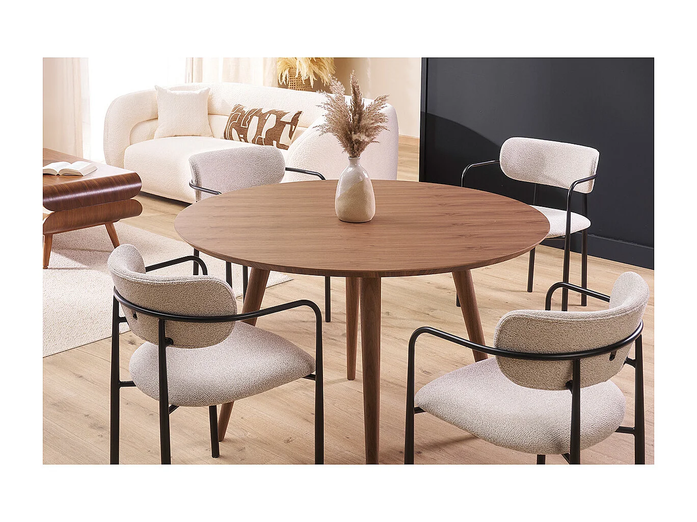 Design-Esstisch rund Nussbaum D120 LIVIA