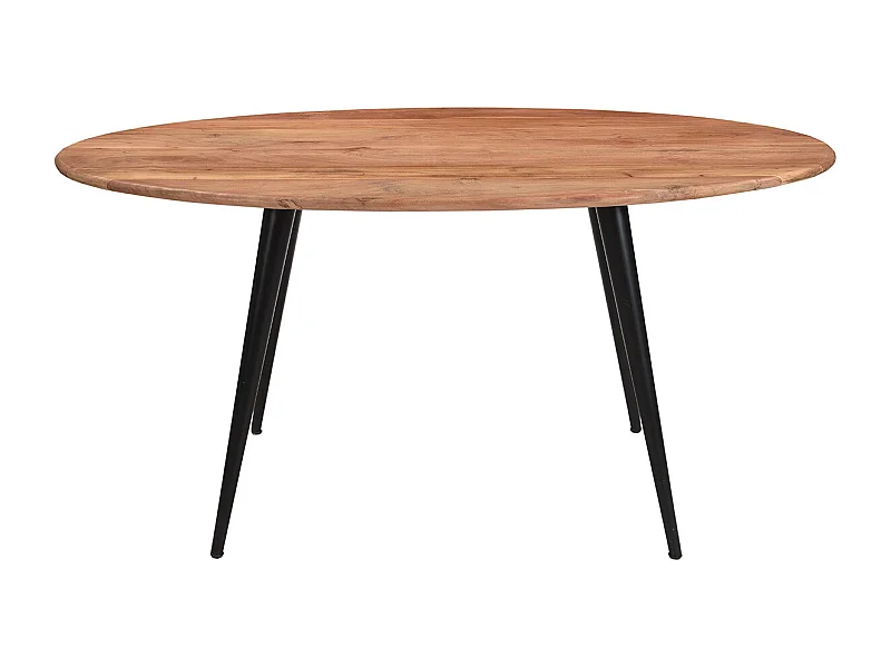Table à manger ovale en bois massif et métal noir L160 cm OBALI