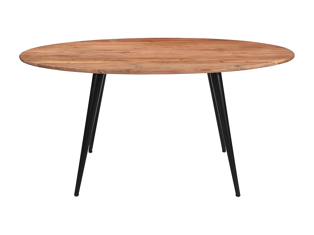 Table à manger ovale en bois massif et métal noir L160 cm OBALI