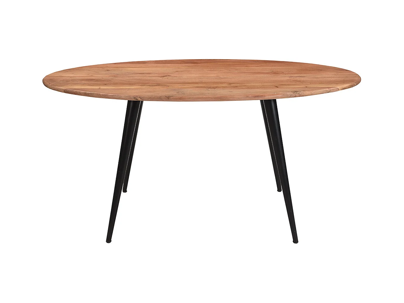 Table à manger ovale en bois massif et métal noir L160 cm OBALI