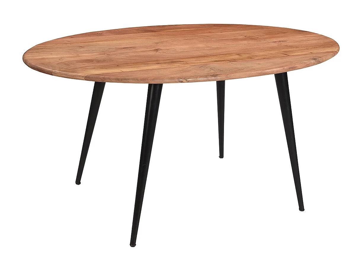 Table à manger ovale en bois massif et métal noir L160 cm OBALI