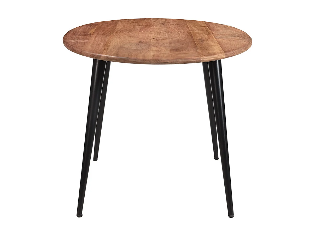 Table à manger ovale en bois massif et métal noir L160 cm OBALI