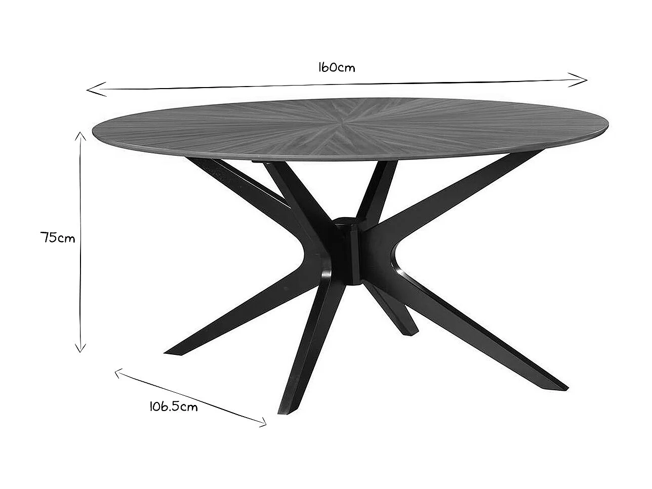 Ovaler Design-Esstisch mit Walnussfurnier L160 cm DIELLI