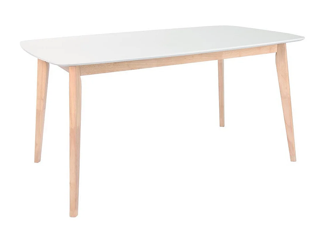 Table à manger design blanc et bois clair L120 cm LEENA