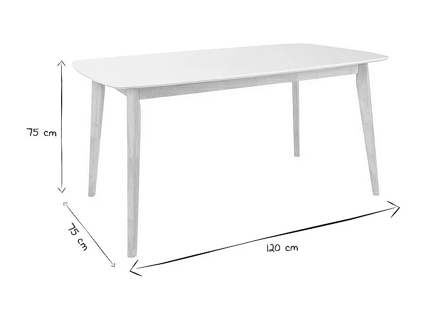 Table à manger design blanc et bois clair L120 cm LEENA