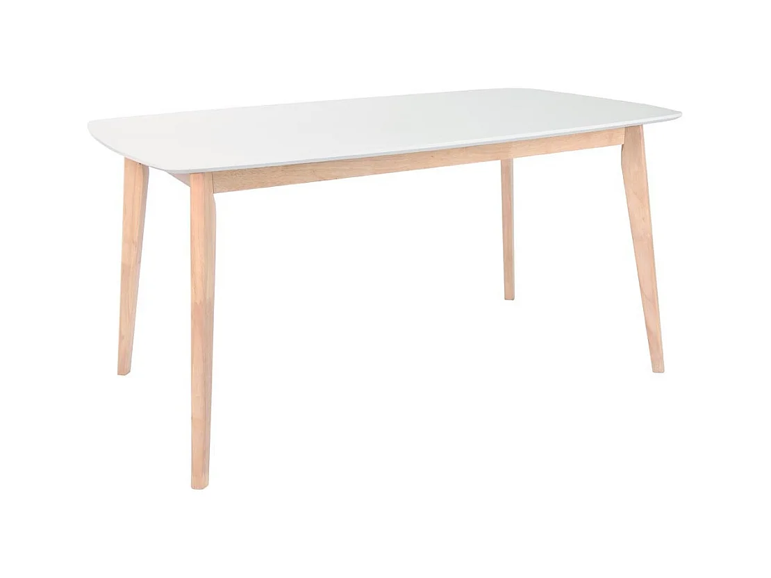 Table à manger design blanc et bois clair L120 cm LEENA