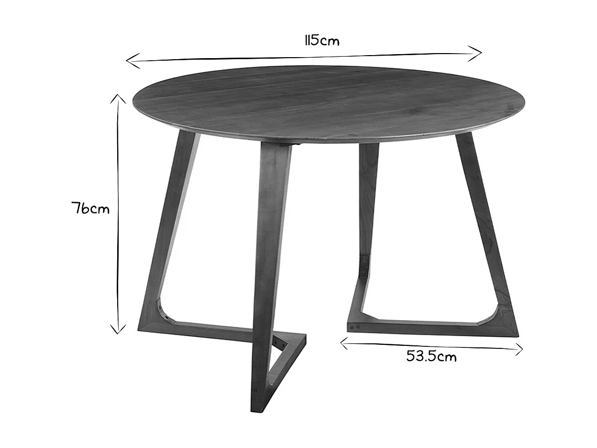 Mesa redonda de diseño de madera maciza 115 cm BANDOL