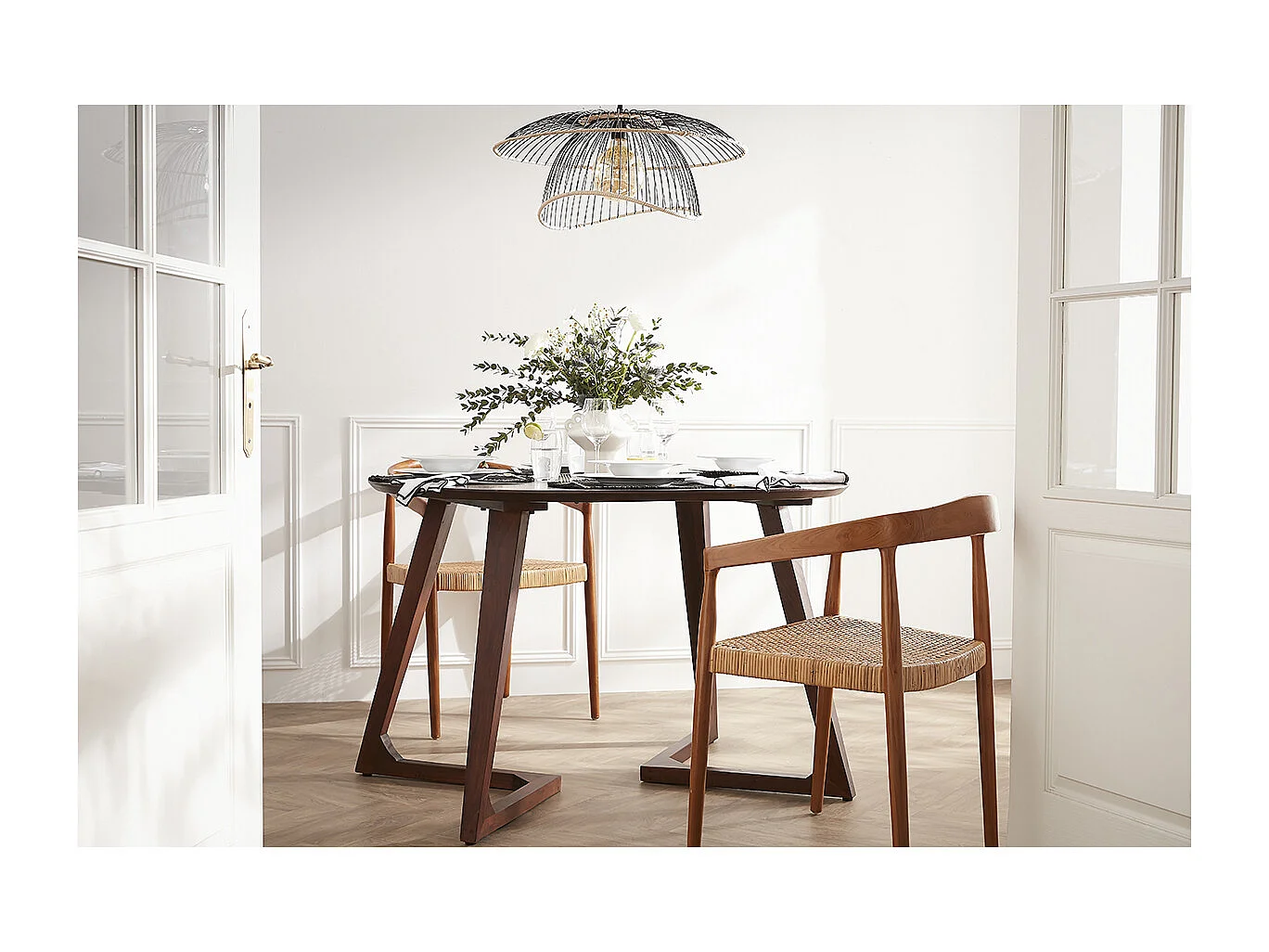 Mesa redonda de diseño de madera maciza 115 cm BANDOL