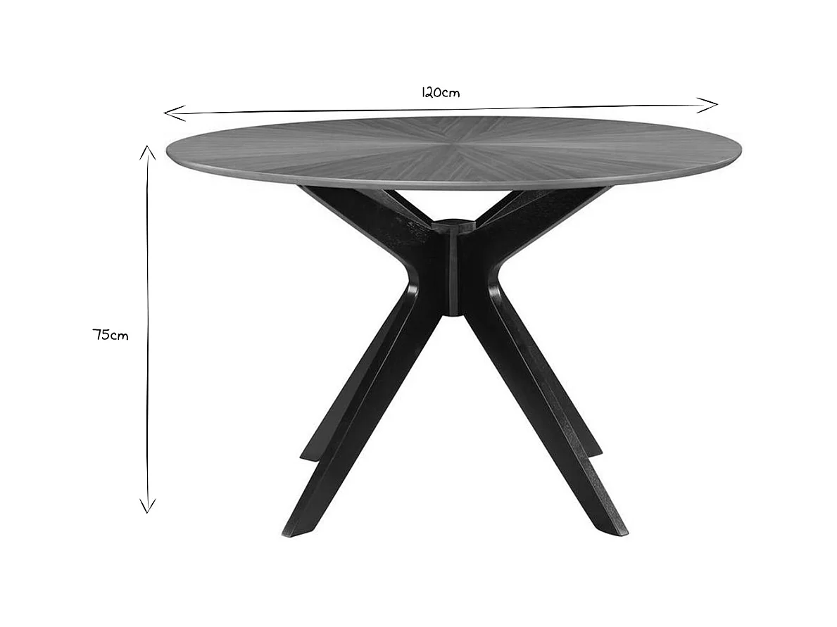Table à manger design ronde noyer D120 cm DIELLI