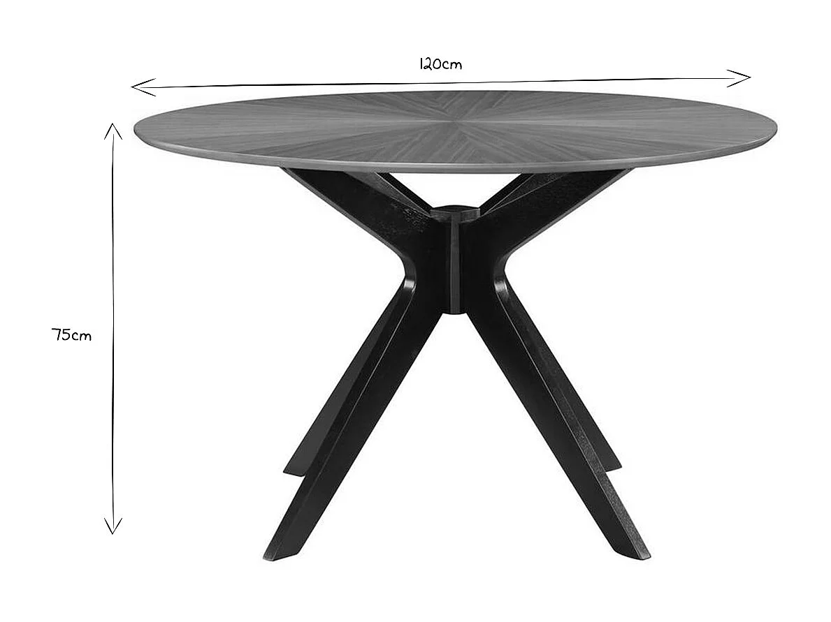 Table à manger design ronde noyer D120 cm DIELLI