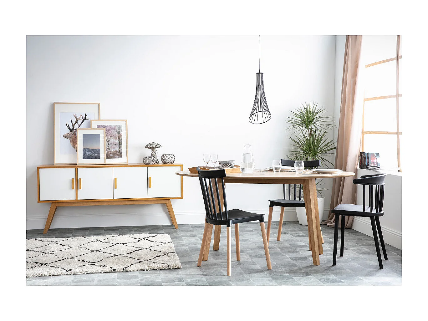 Mesa de comedor diseño escandinavo oval roble L160 MARIK