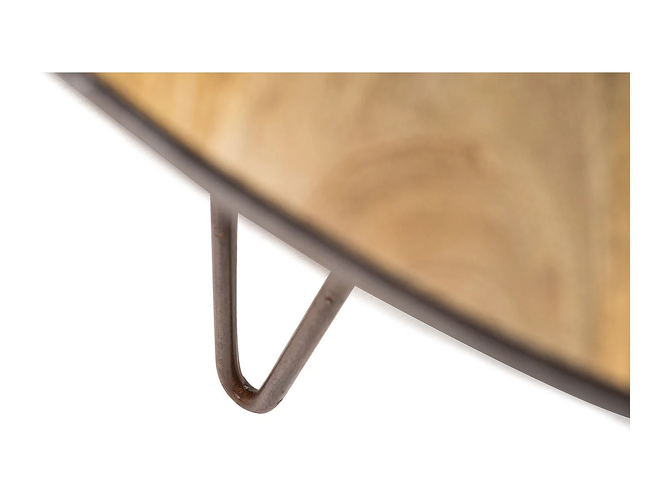 Table à manger ronde industrielle bois manguier massif et métal D125 cm ATELIER