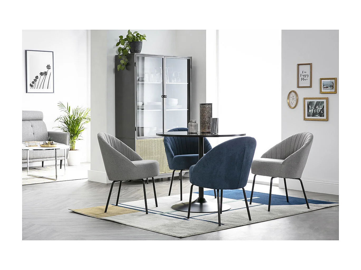 Mesa de comedor moderna redonda negra D90 CALISTA