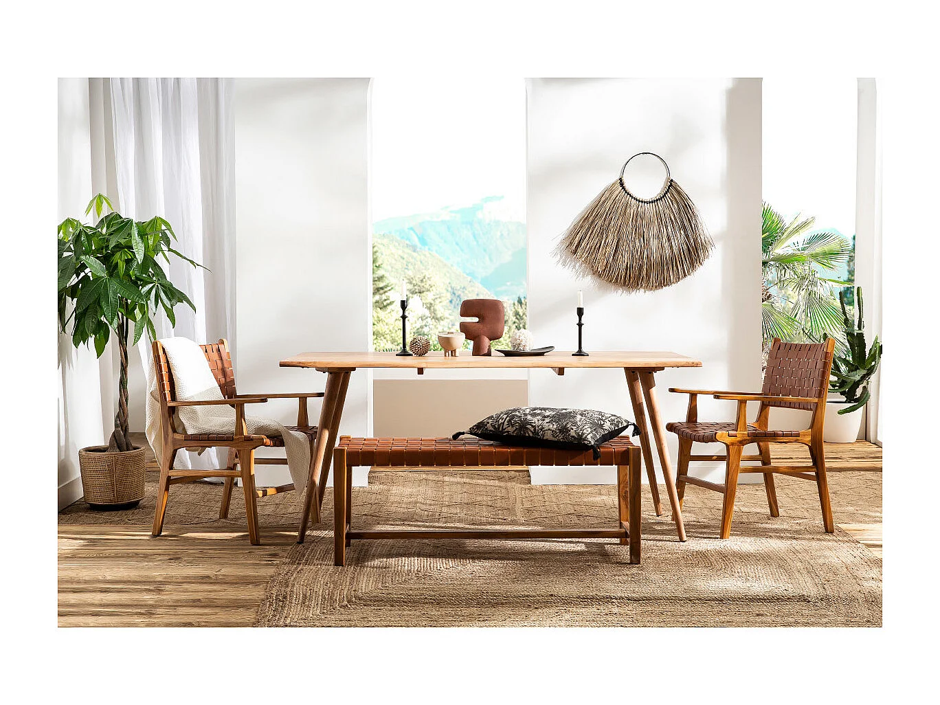 Table à manger rectangulaire en bois massif L175 cm SAVANA