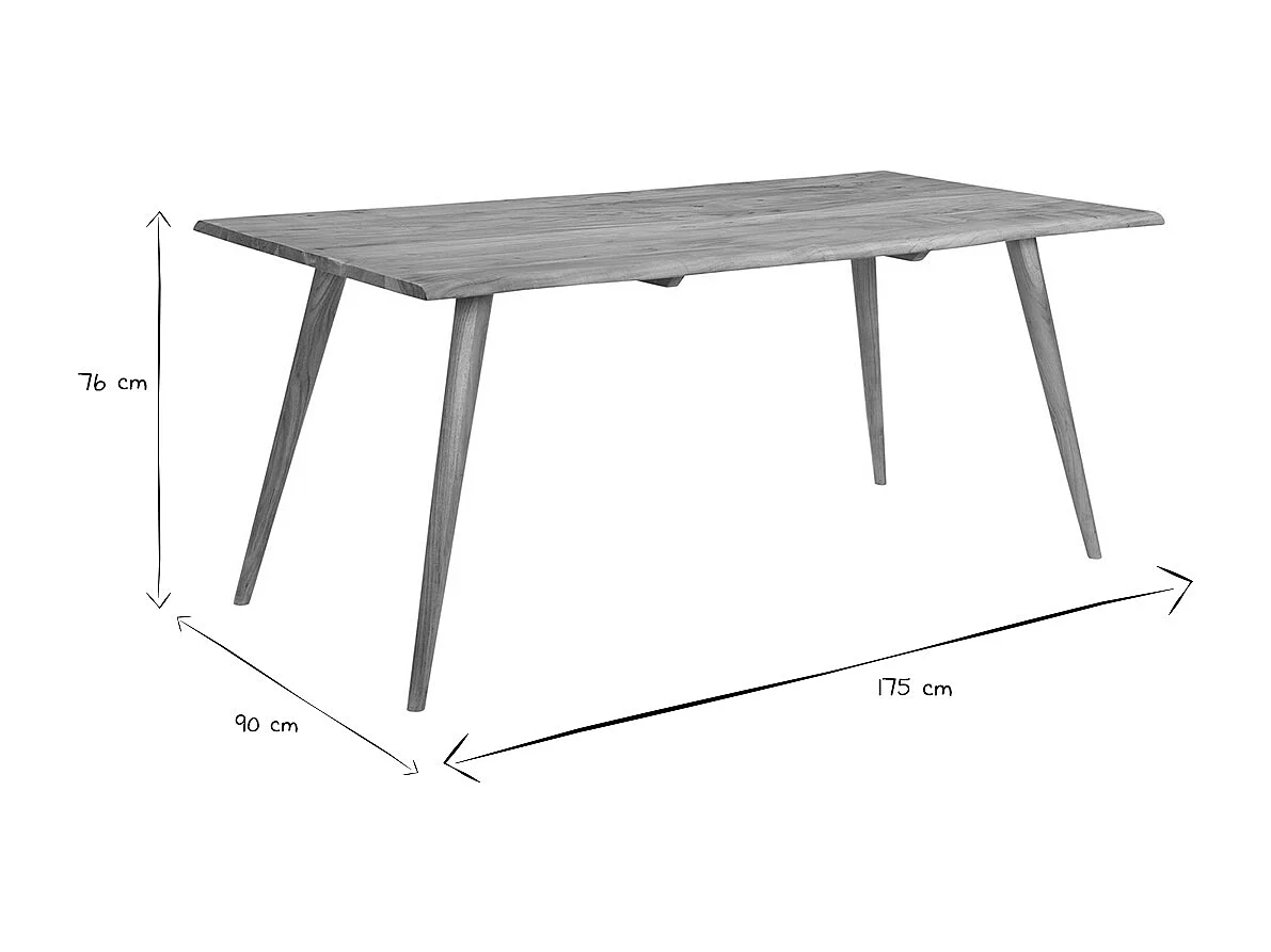 Table à manger rectangulaire en bois massif L175 cm SAVANA