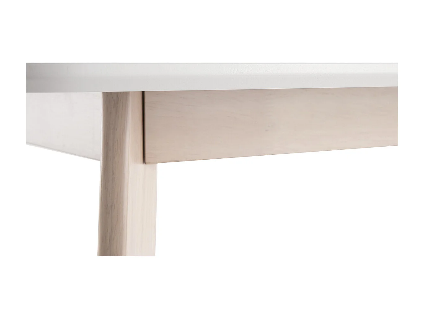 Table à manger scandinave blanc et bois clair rectangulaire L150 cm LEENA
