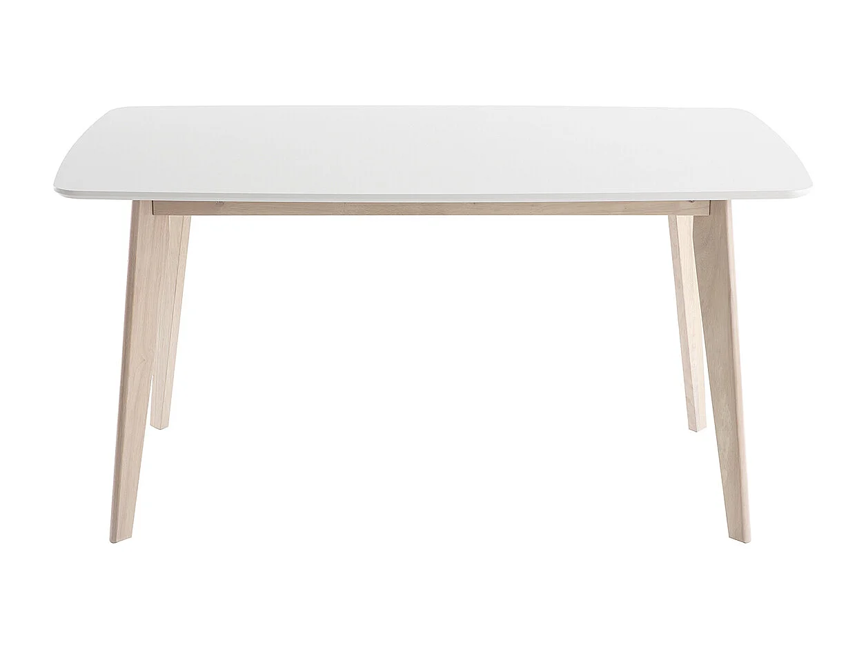 Design-Esstisch Weiß und helles Holz L150 LEENA