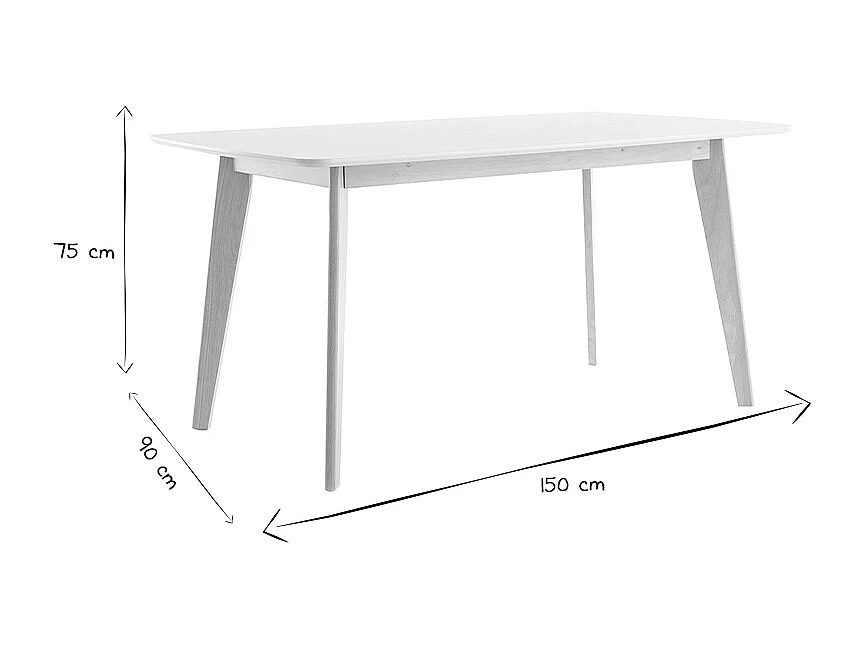 Design-Esstisch Weiß und helles Holz L150 LEENA