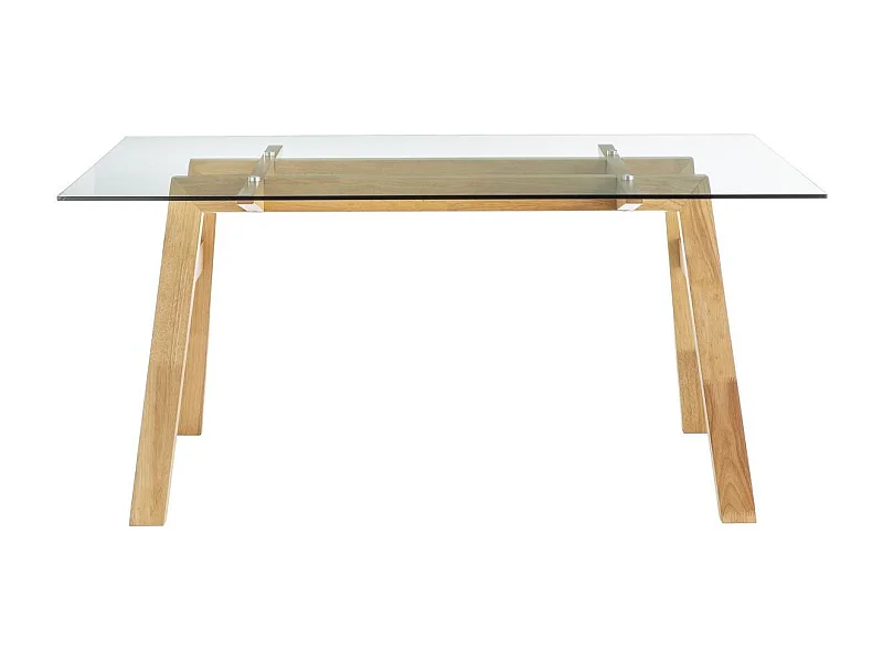 Mesa de comedor cristal transparente y madera L160 cm BACCO