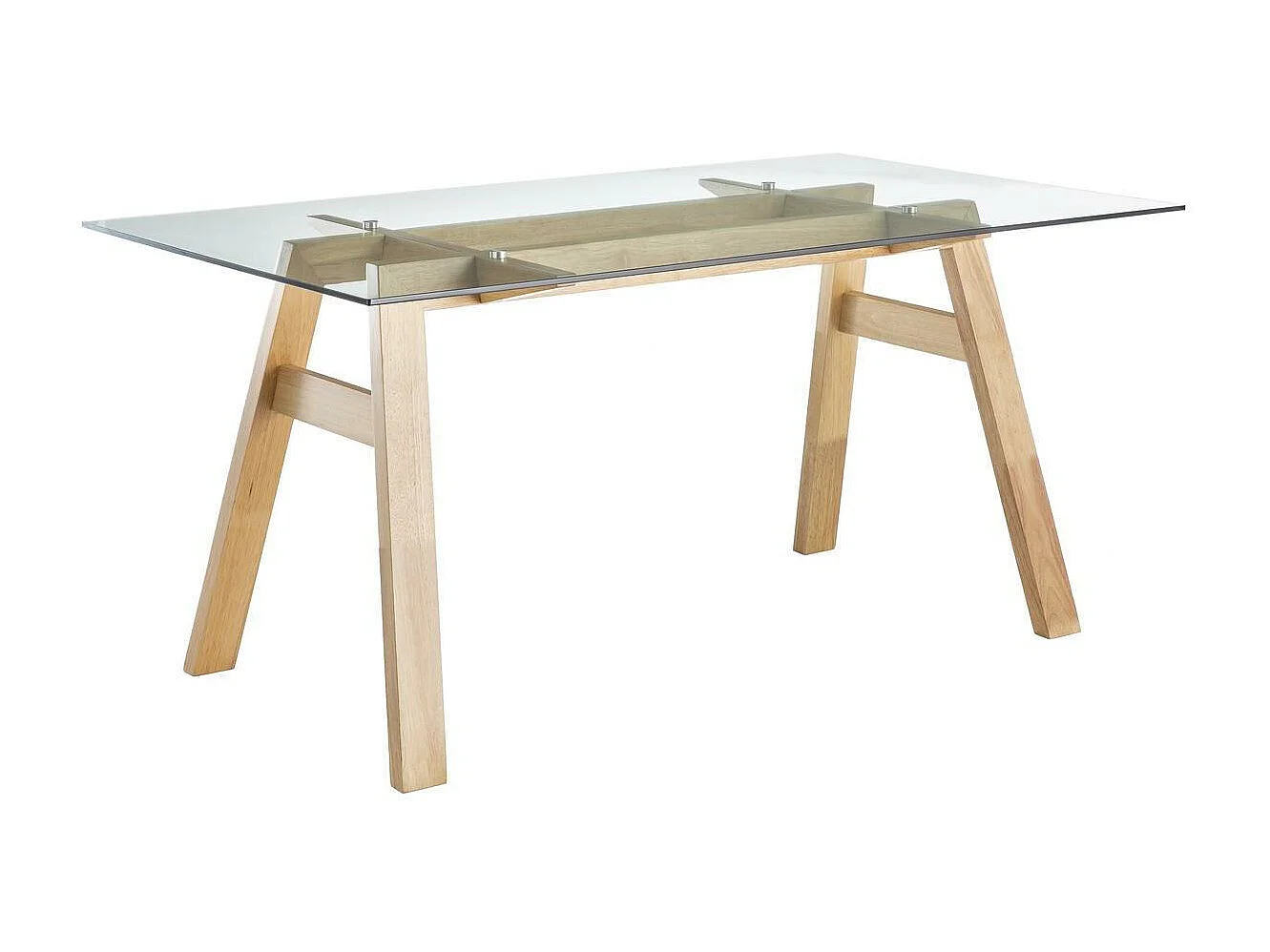 Tavolo da pranzo di design in vetro trasparente e legno L160 cm BACCO