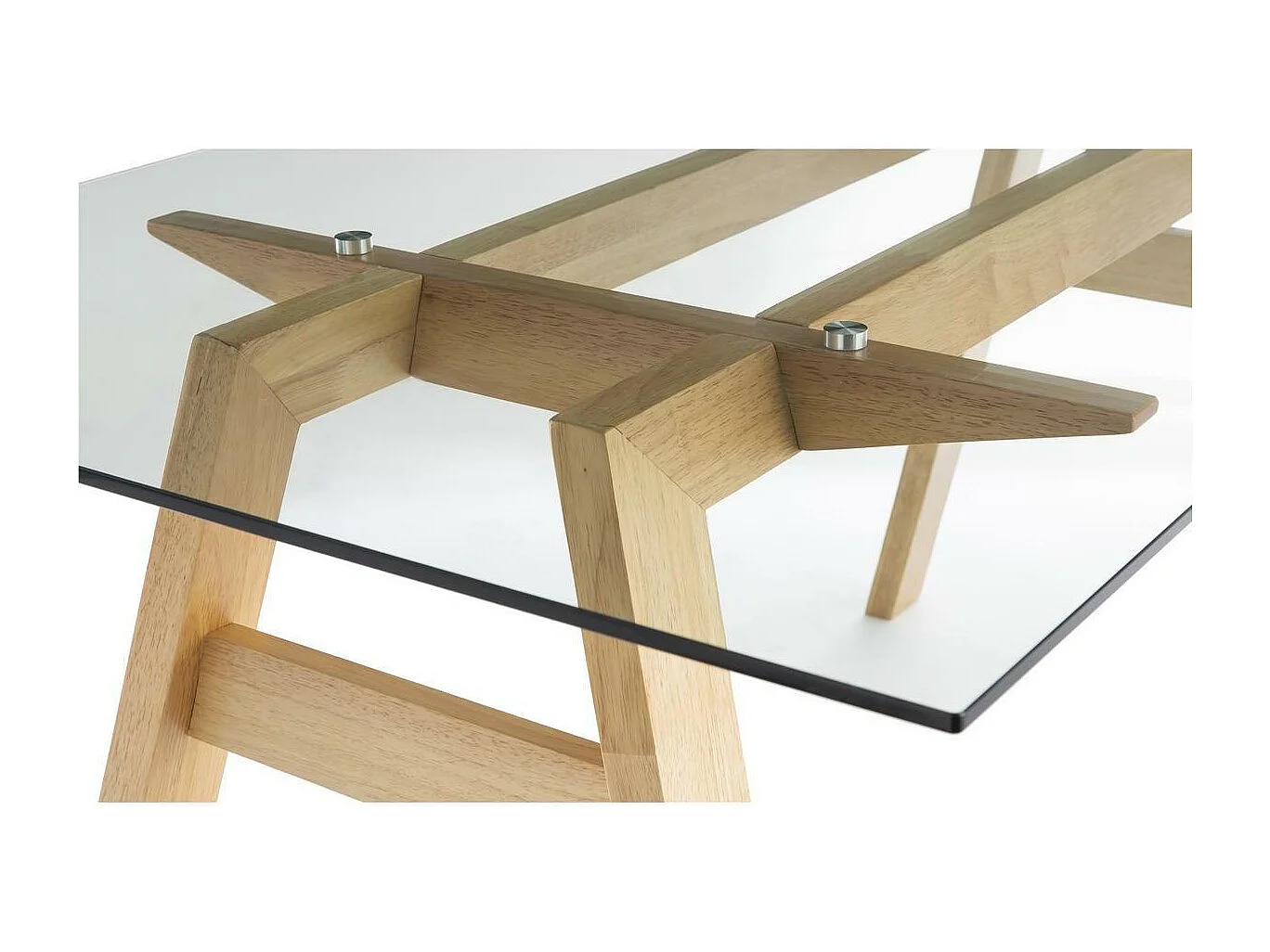 Tavolo da pranzo di design in vetro trasparente e legno L160 cm BACCO