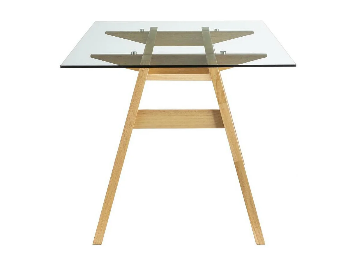 Designer-Esstisch mit transparenter Glasplatte und Holz L160 cm BACCO