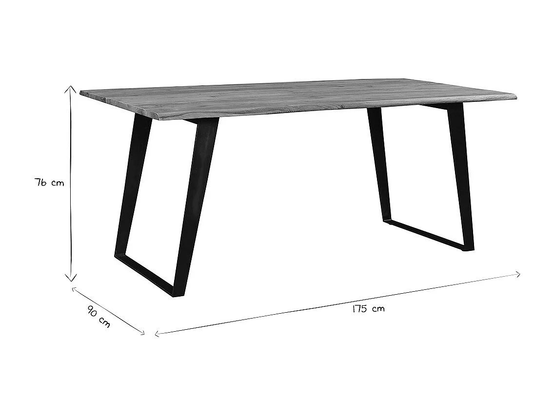 Mesa de comedor en acacia y metal negro L175 KORA