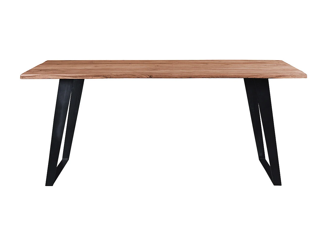 Table à manger rectangulaire en bois massif et métal noir L175 cm KORA