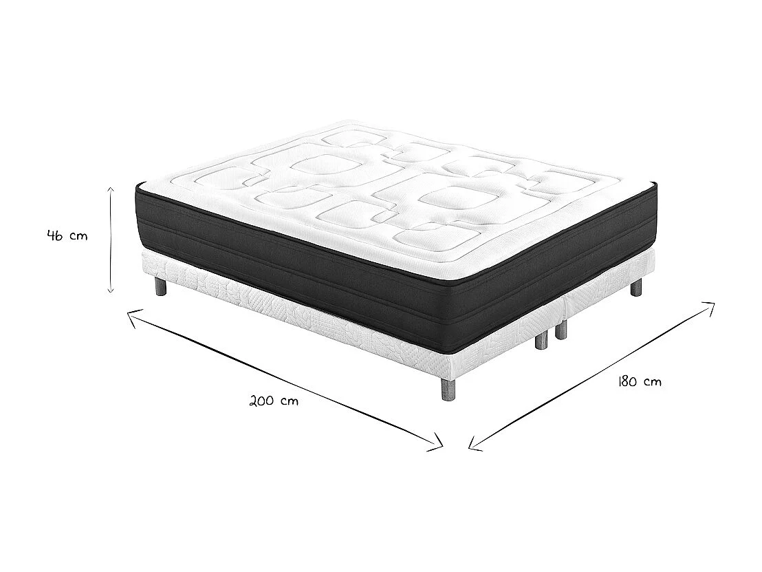 Bett 180 x 200 cm Boxspring und Memory-Foam-Matratze BENJI