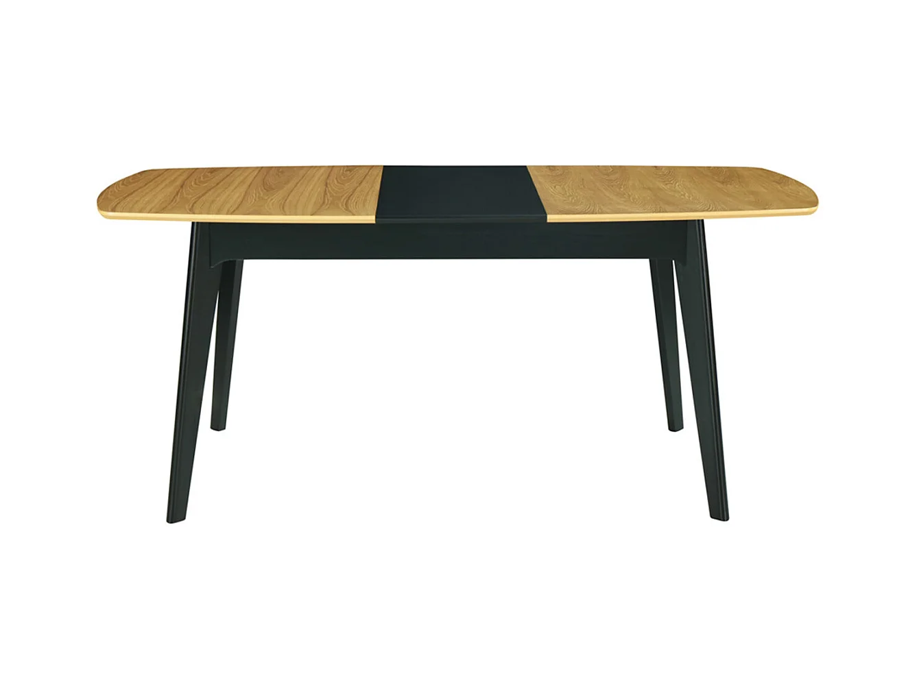 Table extensible rallonges intégrées rectangulaire bois et noir L140-180 cm MEENA