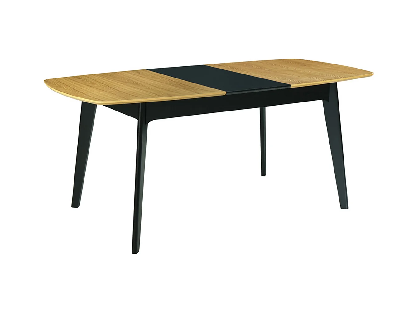 Table extensible rallonges intégrées rectangulaire bois et noir L140-180 cm MEENA
