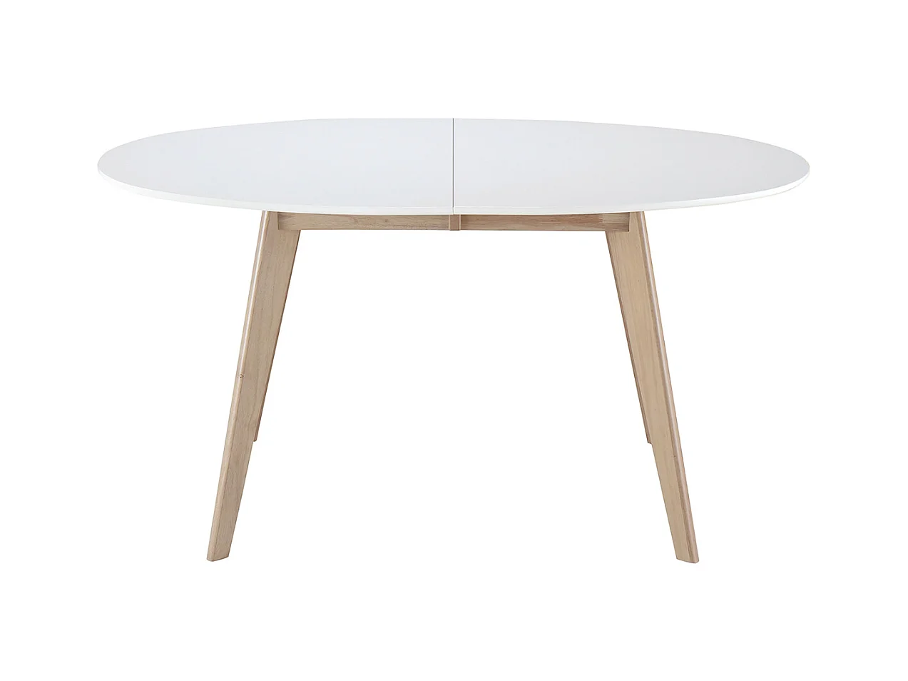 Table à manger extensible ovale blanche et bois clair L150-200 cm LEENA
