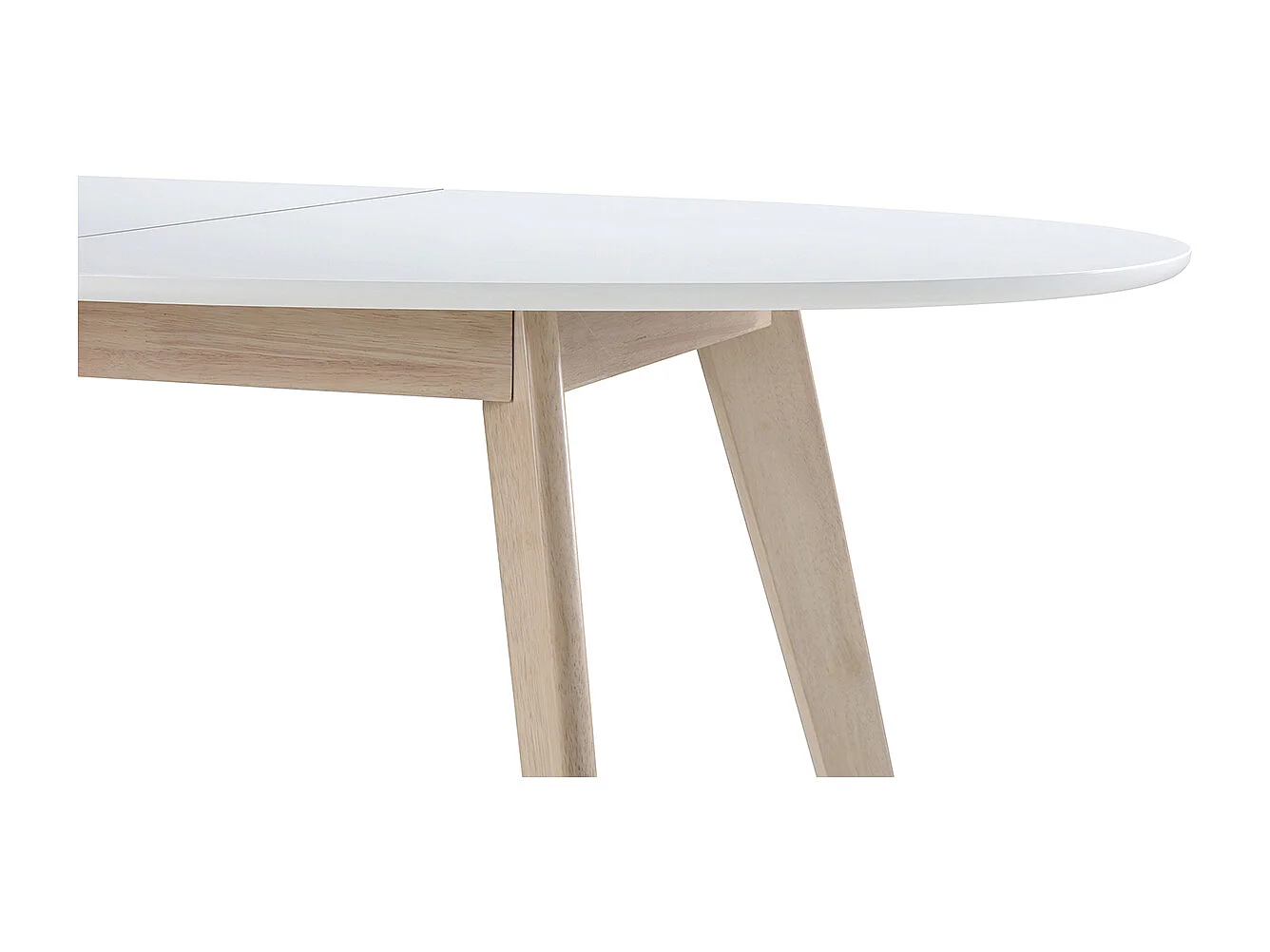 Tisch ausziehbar oval Weiß und helles Holz L150-200 LEENA