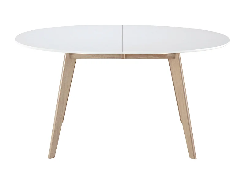 Table à manger extensible ovale blanche et bois clair L150-200 cm LEENA