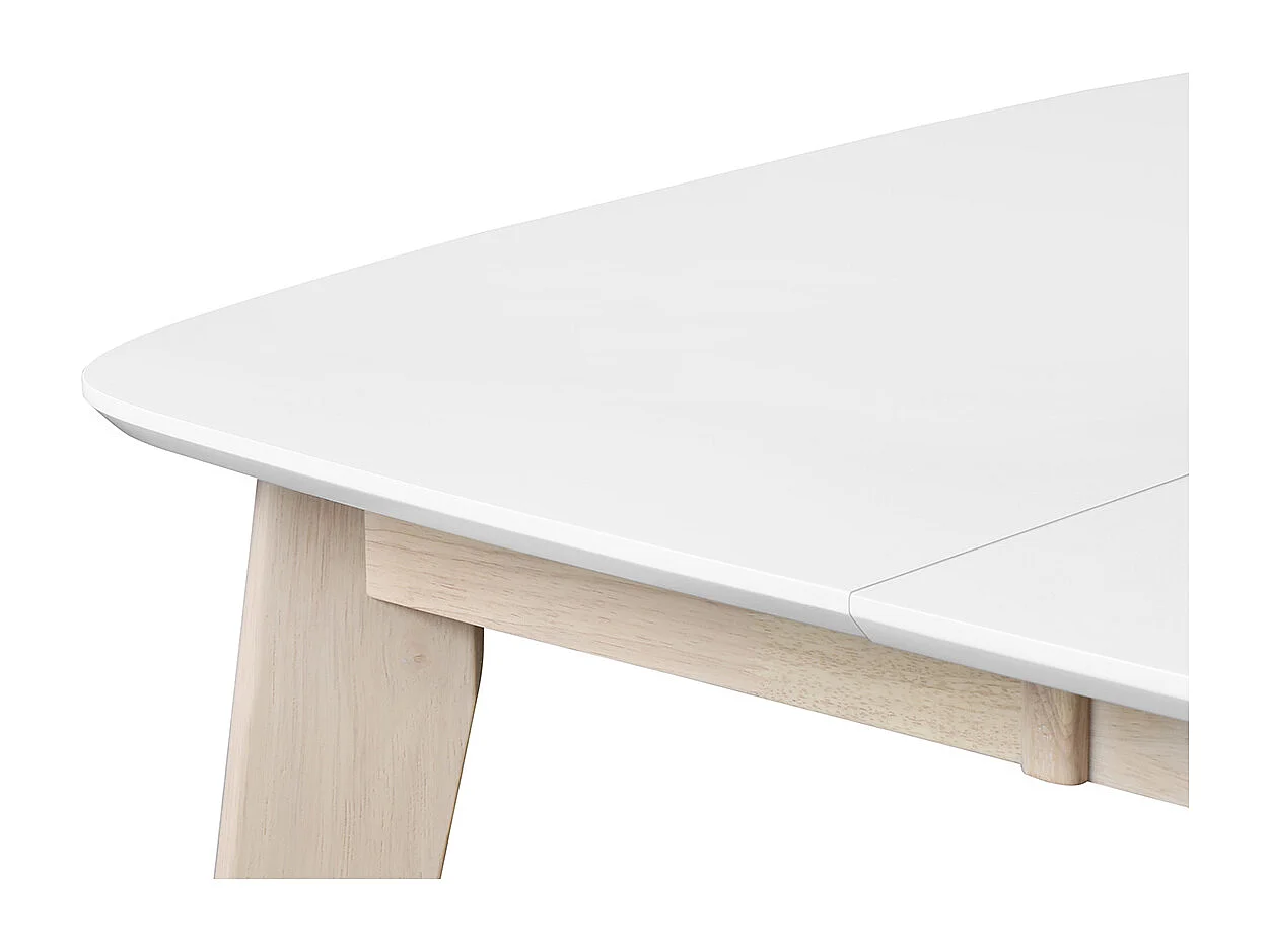 Table à manger extensible scandinave carrée blanche et bois L90-130 cm LEENA