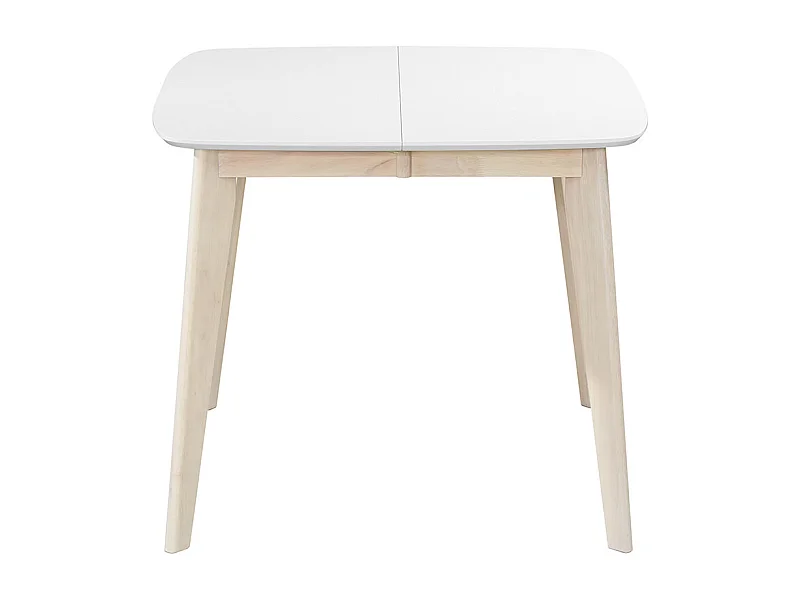 Table à manger extensible scandinave carrée blanche et bois L90-130 cm LEENA