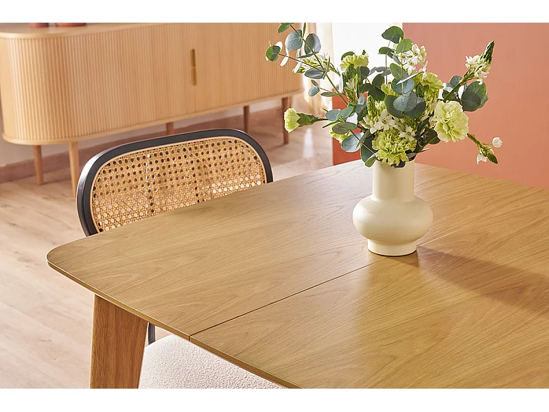 Table à manger extensible scandinave carrée placage chêne L90-130 cm LEENA