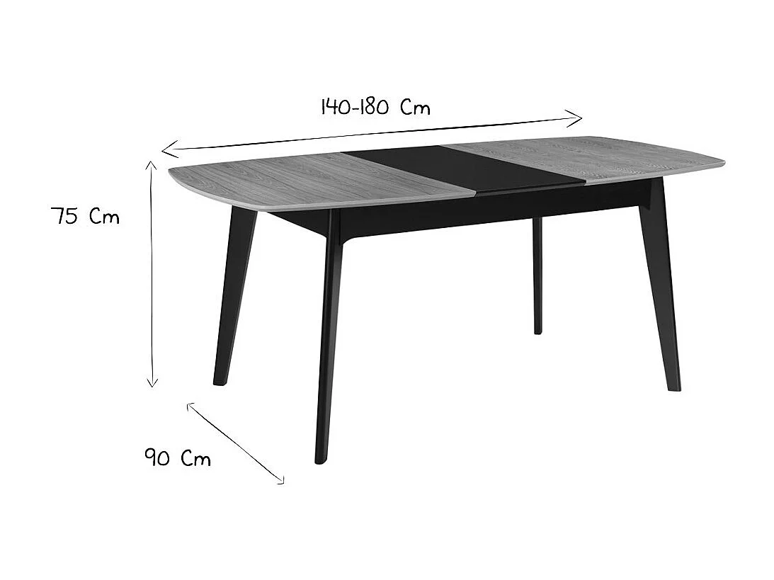 Tavolo estensibile scandinavo bianco e legno L140-180 MEENA