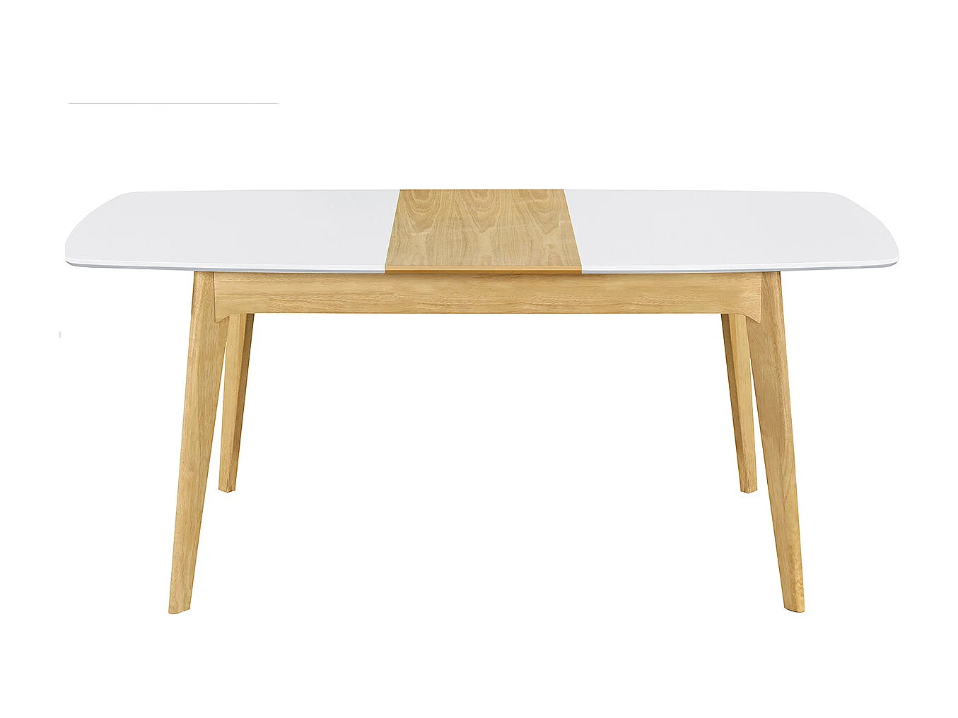 Table extensible rallonges intégrées rectangulaire blanc et bois L140-180 cm MEENA