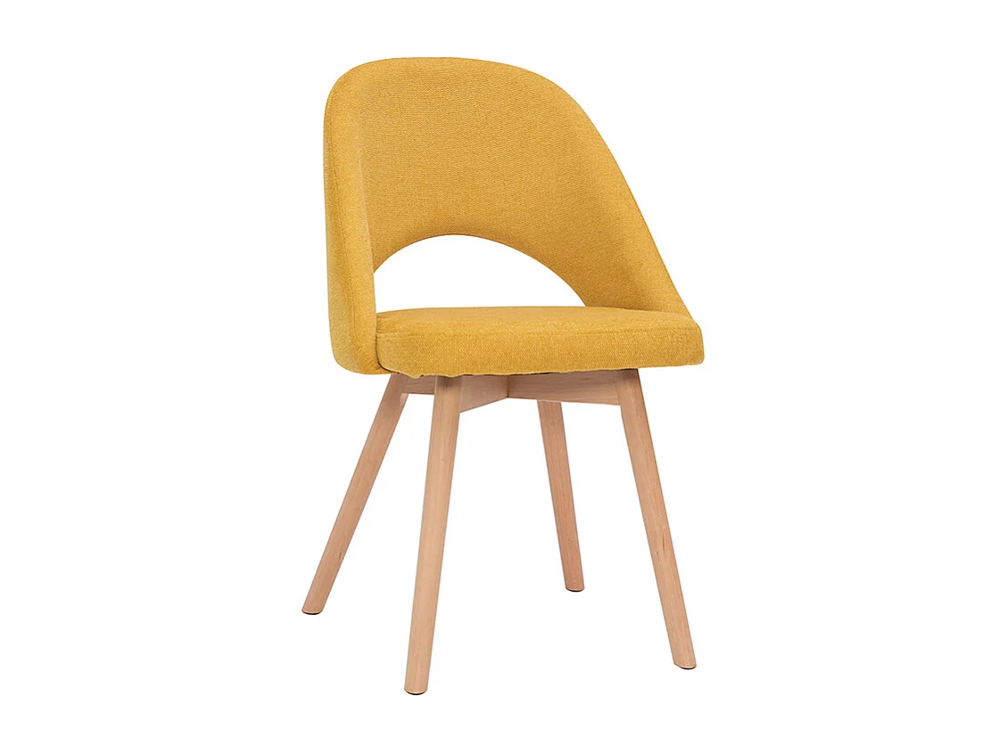 Chaises scandinaves en tissu effet velours texturé jaune moutarde et bois clair (lot de 2) COSETTE