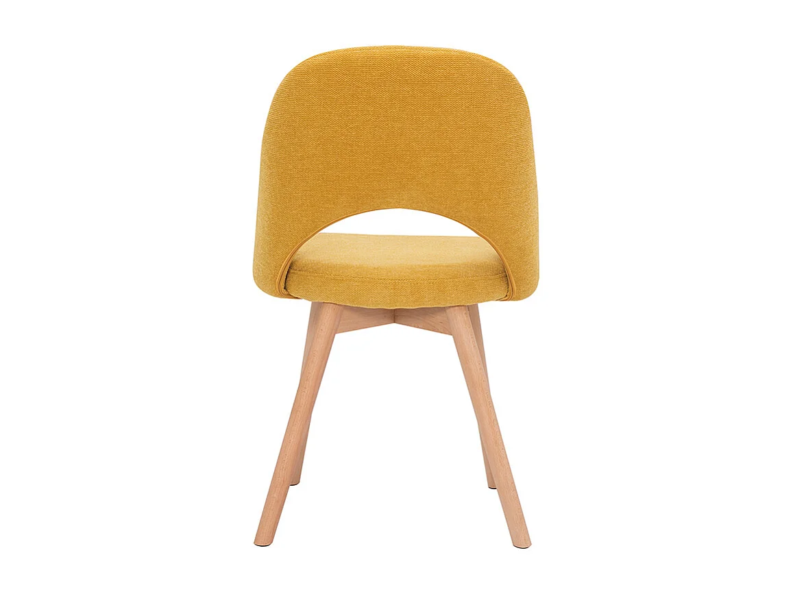 Chaises scandinaves en tissu effet velours texturé jaune moutarde et bois clair (lot de 2) COSETTE