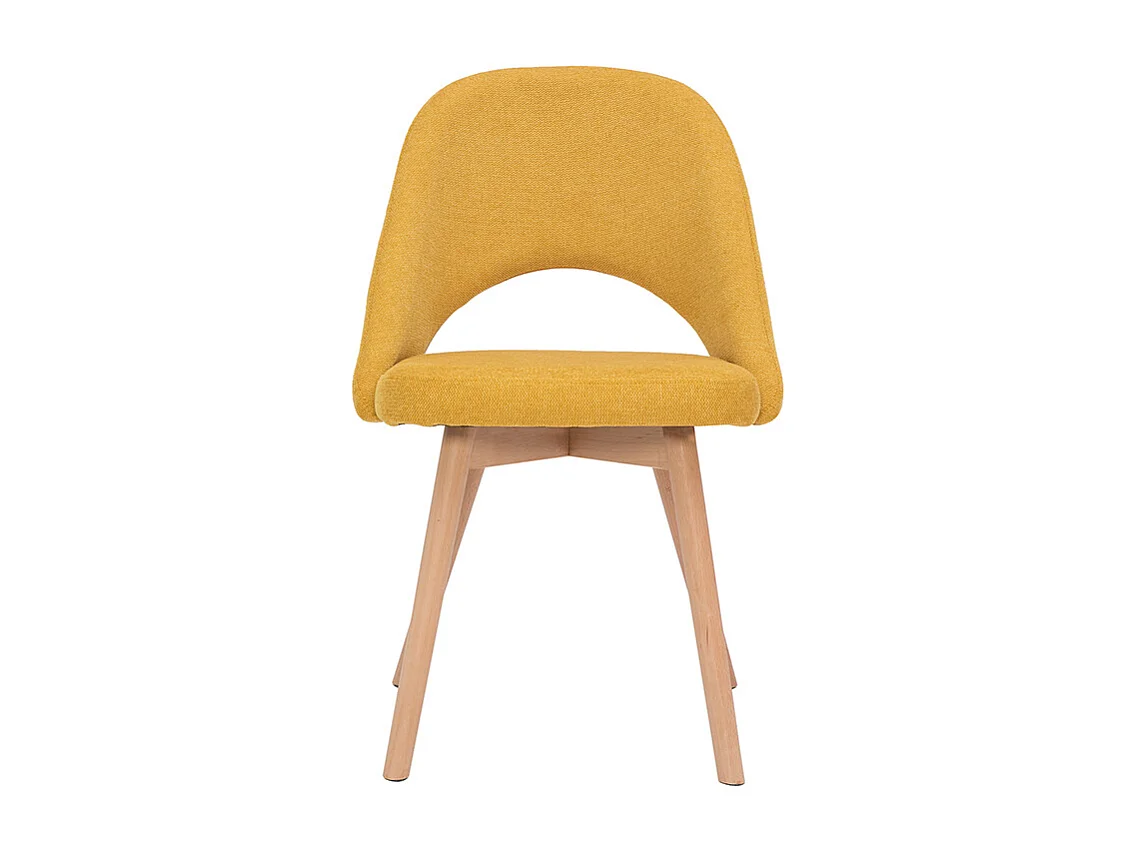 Set de 2 sillas nórdicas de tela efecto aterciopelado texturizado amarillo mostaza con patas de haya maciza COSETTE