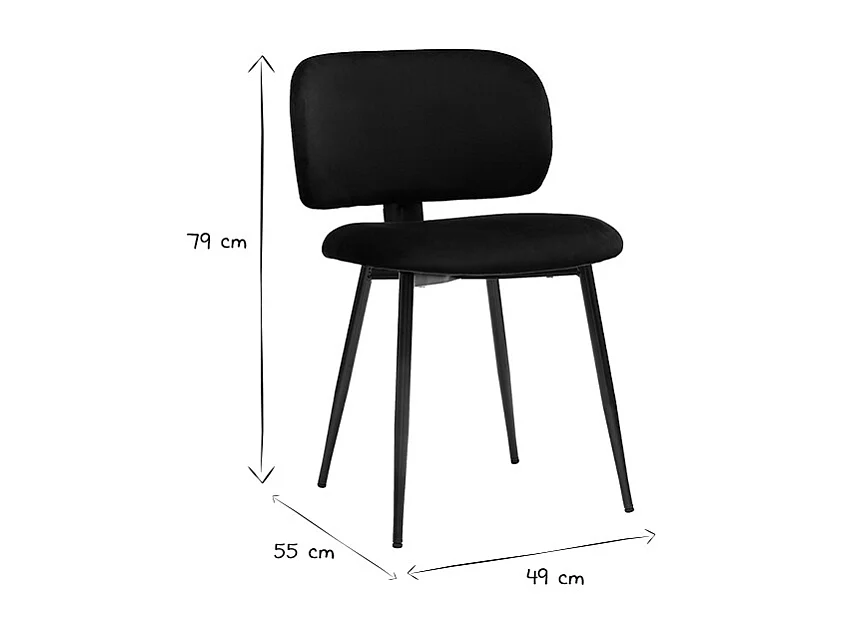 Stühle aus schwarzem Samtstoff und Metall (2er-Set) ATRIUM