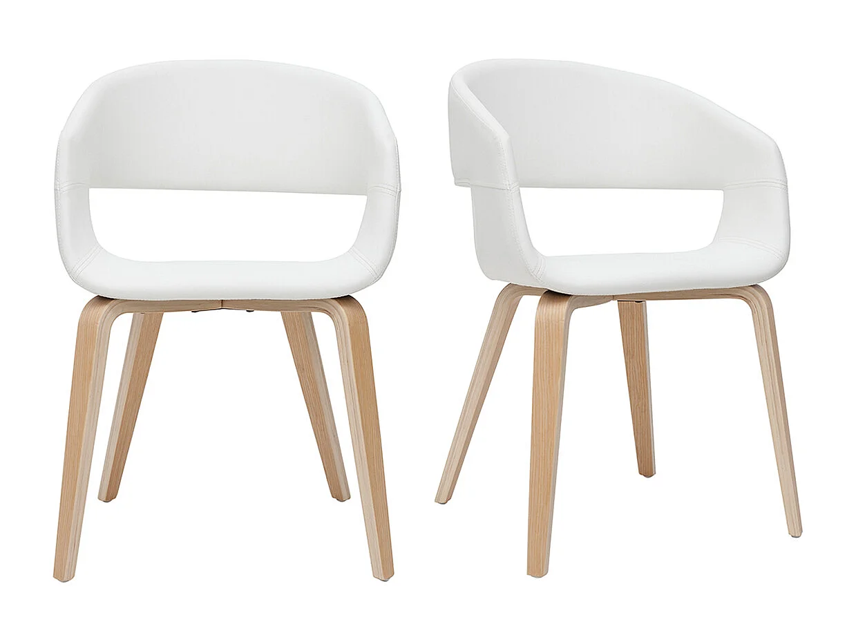 Chaises design blanc et bois clair (lot de 2) SLAM
