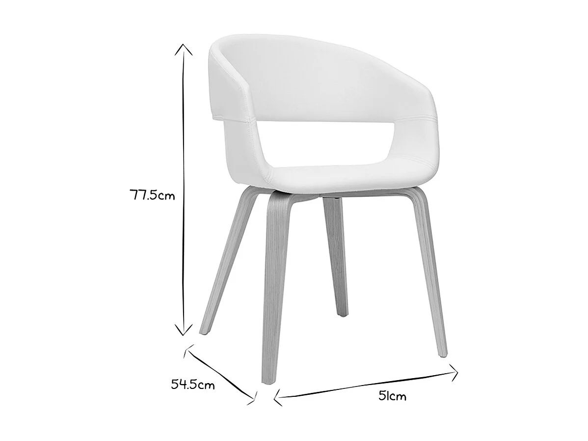 Chaises design blanc et bois clair (lot de 2) SLAM